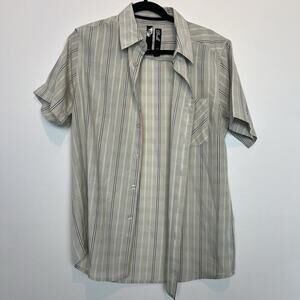 Drill mens striped button up shirt MD 90s skater grunge